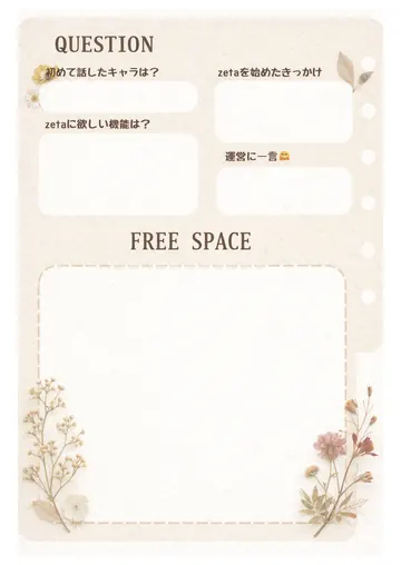 zetaの自己紹介カード テンプレート73（押し花）の2枚目